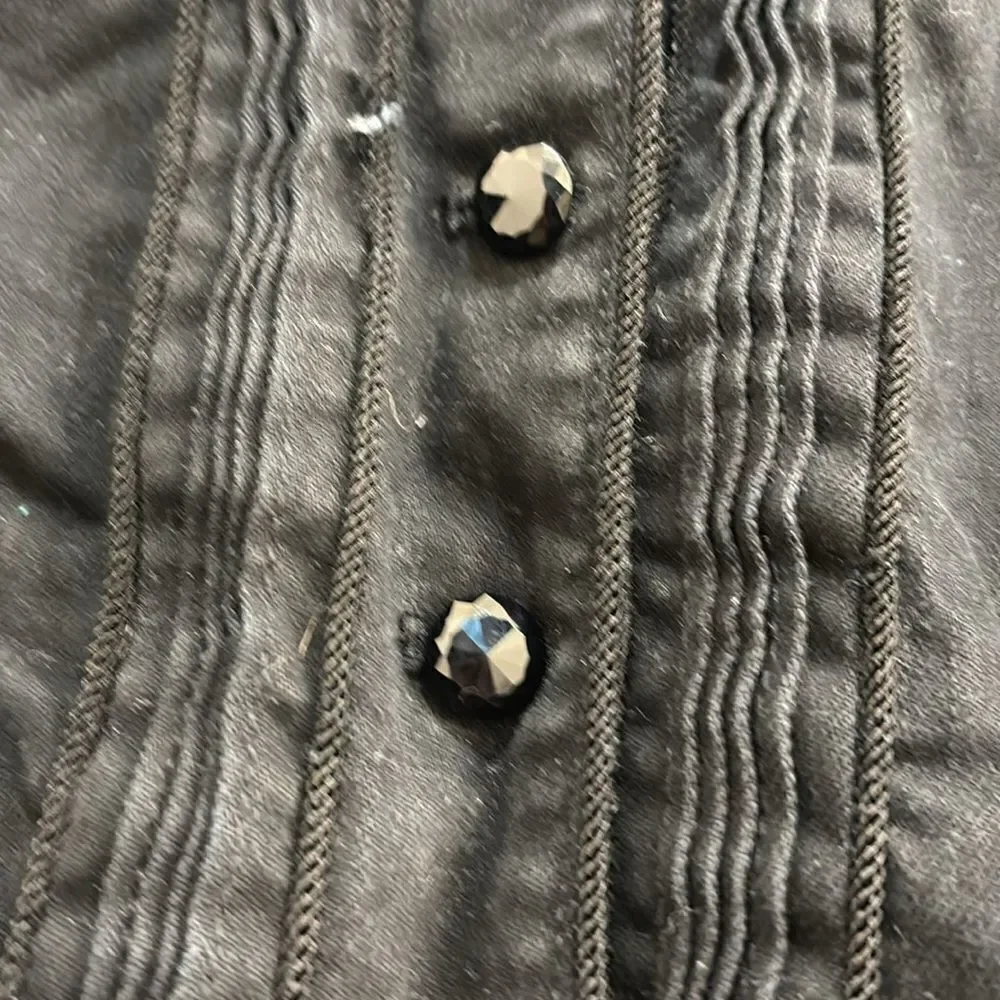 Ralph Lauren black denim woman's jacket w velvet at the collar/sparkly buttons - Picture 3 of 16